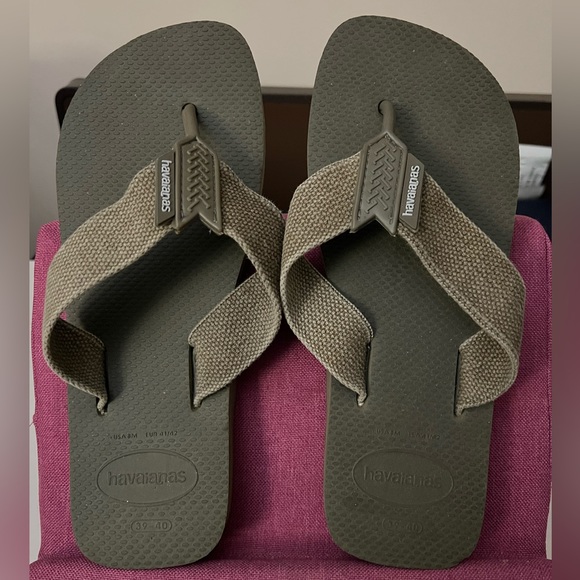 Havaianas Men’s Brown Fabric Flip Flops in Size 8 - Picture 1 of 10